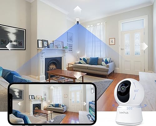 LAXIHUB 5MP Hundekamera mit App Überwachungskamera Innen Baby, 2.4G/5GHz Dual-Band WLAN Haustier Kamera, AI Bewegungserkennung Pet Security Camera Auto-Tracking, Pan/Tilt, 2-Wege-Audio, Alexa - Cheap-Us