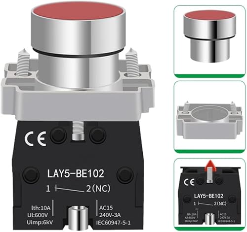 Gebildet 3pcs 22mm 10A 12V-24V-48V-110V-230V-380V 1NO 1NC DPST Momentan-Druckknopfschalter LA38-11BN(Rot/Gelb/Grün) - Cheap-Us