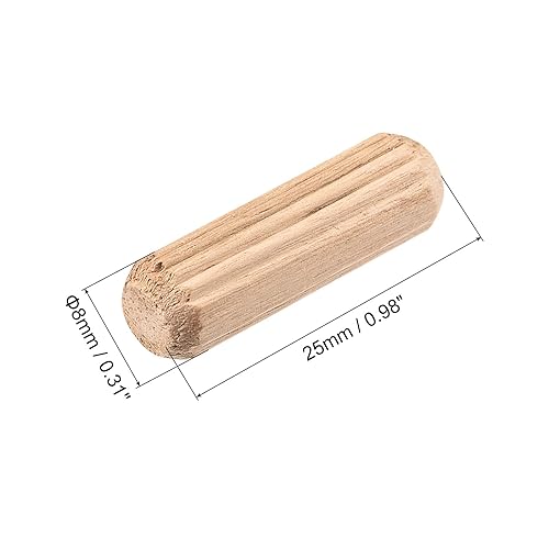 sourcing map Holz Taube Pins 100stk. 4x25mm (5/32'x1') Geriffelt Abgeschrägt Enden Holz Taube Pegs Ofen Getrocknet Hartholz für Holzbearbeitung Möbel Regal - Cheap-Us