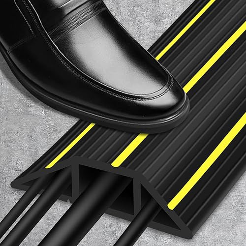 Bodenkabelschutz, 2 m Bodenkabelabdeckungen, Kabelabdeckungen für Drähte, Boden, Gummi-Kabelschutz für den Außenbereich und 3 Kabelkanäle - Cheap-Us