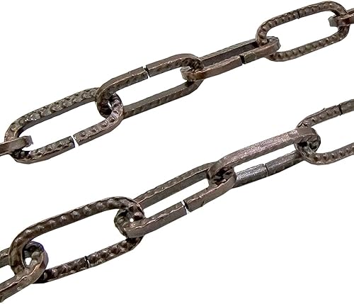 1,5m Lampenkette Kupfer brüniert gehämmert ø 2mm strukturiert Eisen Kette Ringkette Leuchtenkette Tragkraft 5 kg - Cheap-Us