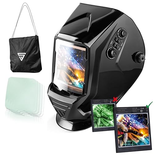 STAHLWERK Vollautomatik-Schweißhelm mit 3 in 1 ST-990 XB schwarz glänzend Real Colour Optische Klasse 1/1/1/1 extra großes Sichtfeld, 5 Ersatzscheiben und Tasche - Cheap-Us