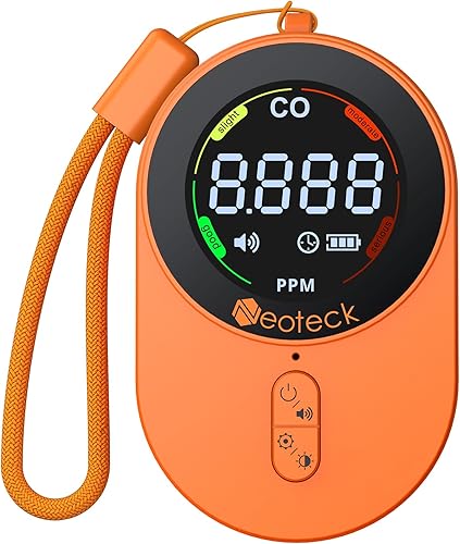 Neoteck Tragbarer CO-Melder Mini Kohlenmonoxidmelder mit akustischem und optischem Alarm Wiederaufladbarer CO-Messgerät 0-1000 PPM für Camping, Caravaning, Zuhause, Auto - Cheap-Us