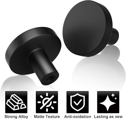 Chuner Schrankknöpfe 10er Set, Möbelknöpfe Schwarze Metall Schubladenknöpfe Türknöpfe Modern Runde Knauf für Schrank, Schubladenknöpfe mit Zweier Arten von Schrauben - Cheap-Us