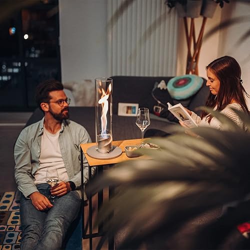 höfats - Spin 90 Grau - Tischkamin für Indoor und Outdoor - Tischfeuer, Windlicht, Gartenfackel und Bioethanolkamin aus Edelstahl - Cheap-Us