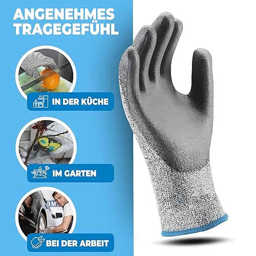 limpando 2 Paar Schnittfeste Handschuhe L Schnittschutzhandschuhe - Profi Qualität | Küchenhandschuhe lebensmittelecht | Arbeitsschutzhandschuh|Griff- und rutschfest|TÜV-geprüft - Cheap-Us