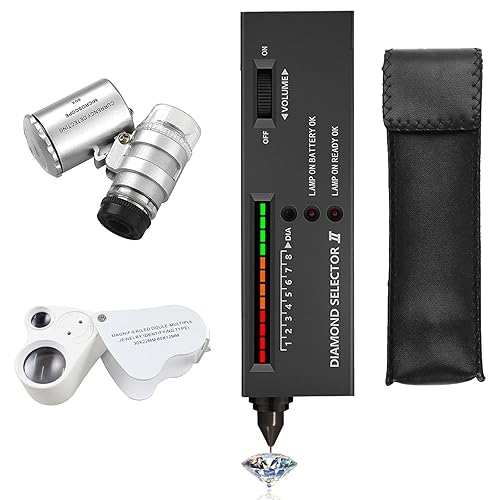 Professionelle Diamant-Tester Stift, hohe Genauigkeit elektronische Diamant-Teststift mit 2Pcs 30X 60X Lupe Gläser Mini Led faltbare Lupe - Cheap-Us
