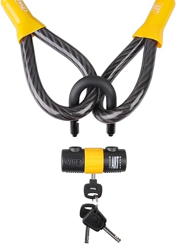 VINZ Kibo Schlaufenkabel ø20mm | ART 1 Zertifikat | Stahlseil mit Kunststoff ummantelt | Kabelschloss aufrollbar 3m - 10m Lang mit Schlüsseln | geeignet als Bootsschloss/Gartenmöbel zu sperren (5m) - Cheap-Us