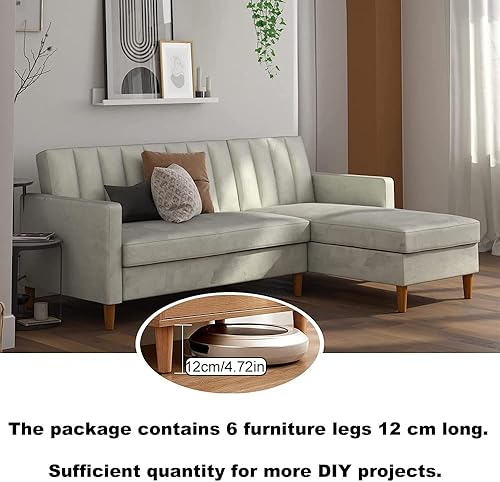 LCOUACEO Möbelfüße Holz Tischbeine 6 Stück Konisch Möbelbeine Ersatz 15cm Sofafüße Holzbeine für Möbel Schrank Beine Schrankfüße mit Montageplatte Gummipads für Tisch Sofa Bett Schrank Couch - Cheap-Us