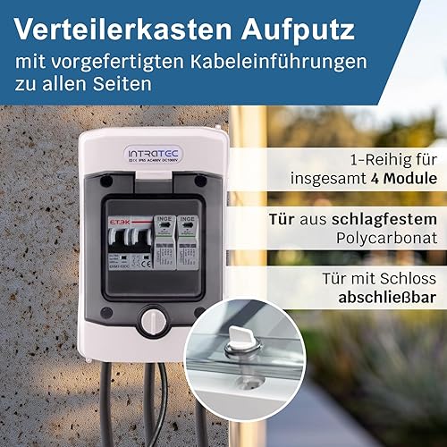 Intratec Sicherungskasten Aufputz, IP65 – Verteilerkasten außen, Feuchtraum-Verteiler für Garten, Keller, Garage und Außenbereich, 2-reihig, 24 Module, 384 x 319 x 144 mm, Grau - Cheap-Us