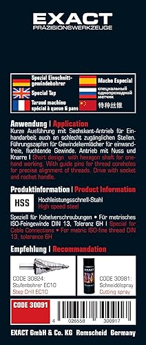 Exact 05973 Spezial-Einschnittgewindebohrer für Kabelverschraubungen Hochleistungsschnell-Stahl Mf 20 x 1.5 - Cheap-Us