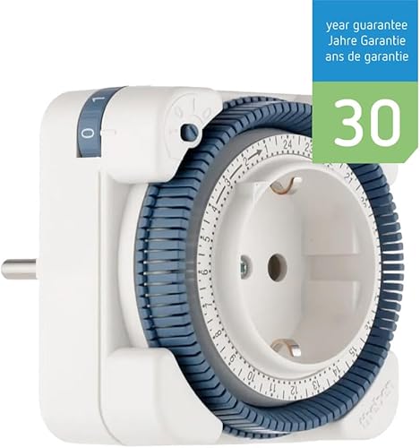 Theben 0260030 Timer 26 - analoge Zeitschaltuhr, Steckdosen Schaltuhr, Zeitprogrammstecker, weiß, bis zu 400 W LED Schaltleistung - Cheap-Us