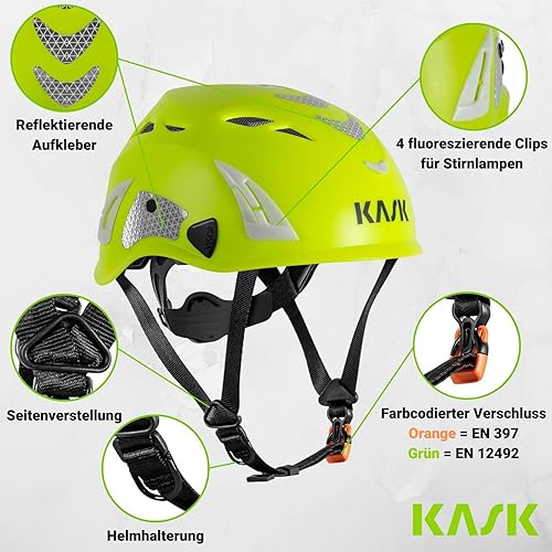 KASK Schutzhelm Superplasma AQ HI VIZ - Arbeitsschutzhelm, Drehrad, Reflexstreifen, EN 397 - Cheap-Us