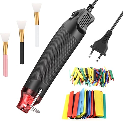 ZJRung Mini Heißluftpistole EU Handheld Heißluftfön mit Schrumpfschlauch Heissluftföhn Zubehör für DIY Acrylharz Handwerk Schrumpffolie Trocknen Farbe -300W 220V - Cheap-Us