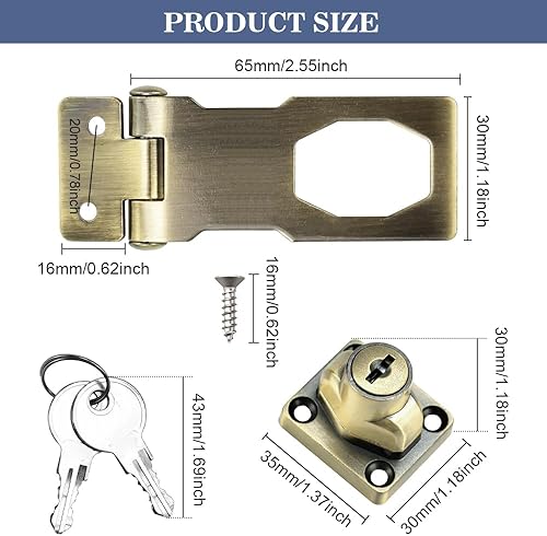 ADERTOS Türschloss Sicherheitsüberfalle 4 Zoll Abschließbar Überfalle mit Schloss Keyed Hasp Lock Vorrichtung Hasp Lock Silber Schublade Schrank Locks für Türen Haustür, Garagentor,Fenster - Cheap-Us