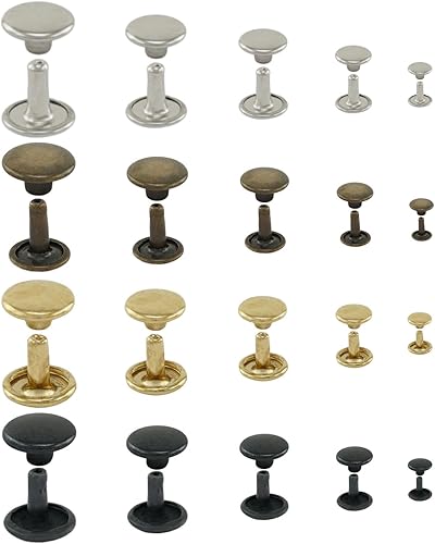 GETMORE Parts Hohlnieten Doppelkopf, Doppel-Niete, Doppelhohlniete, zweiteilig, Messing, rostfrei - ab 100 Stück, Silber vernickelt, 9 mm - Cheap-Us