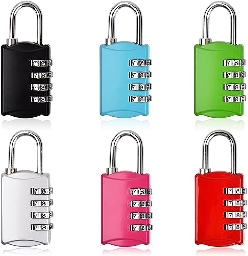 Vorhängeschloss Zahlenschloss, 6 Stück 4 Stellig Vorhängeschloss Mit Zahlencode, Schloss mit Zahlencode aus Metall Wetterfest für Fitnessraum Spind Garten Schuppen - Cheap-Us