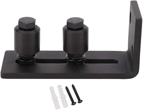 Schiebetür Bodenführung, Kohlenstoffstahl Boden Rollenführung mit Schrauben, Verstellbare Bodenführung aus Kohlenstoffstahl für Zubehör für Scheunentore(double wheels) - Cheap-Us