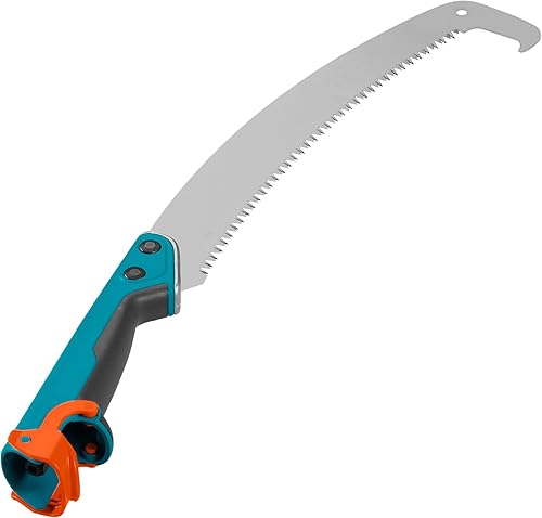 Gardena combisystem-Gartensäge 300 P gebogen: Astsäge für saubere Astschnitte, Sägeblattlänge 340 mm, mit Räumhaken, hartverchromt, Abrutschstopp, Präzisionszahnung mit 3-Seiten-Schliff (8739-20) - Cheap-Us