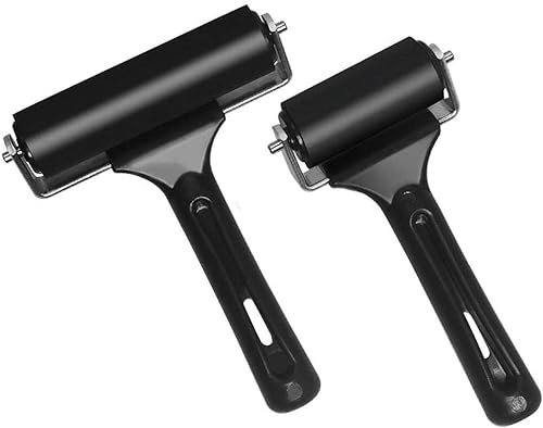 GuDoQi Gummiwalze, 2 Stück Andrückwalze (6 & 10 cm), Linoldruck Set für Druckgrafiken, Tapeten, Blockdruckstempeln, Anti-Rutsch-Klebeband, Bauwerkzeuge - Cheap-Us