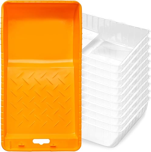 Mister Rui Paint Tray, 4 Zoll Kunststoff Farbe Tray mit 10 Stück Farbe Pfanne Liners, Einweg-Farbe Tray, Farbe Roller Tray, Transparent Farbe Tray Liners für Malerei - Cheap-Us