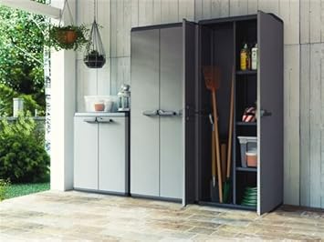 Keter Più Kunststoffschrank, hoch, anthrazit/schwarz, 68 x 39 x 166 cm - Cheap-Us