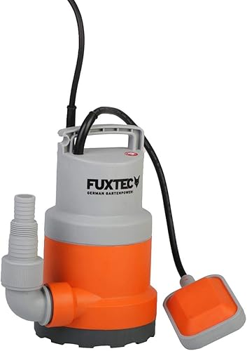 FUXTEC Teichpumpe Schmutzwasserpumpe Tauchpumpe 350 Watt, max. 7500 l/h, max. 7 m Förderhöhe, Fremdkörper bis 20 mm, stufenloser Schwimmerschalter - Cheap-Us