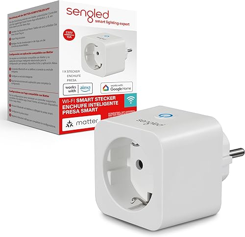 Sengled Smart Plug, für Matter geeignet, funktioniert mit Alexa, sofortige Kopplung, unterstützt bis zu 2300 W, Matter-kompatible Plattform erforderlich, 2,4 GHz, WLAN, 1er-Pack - Cheap-Us