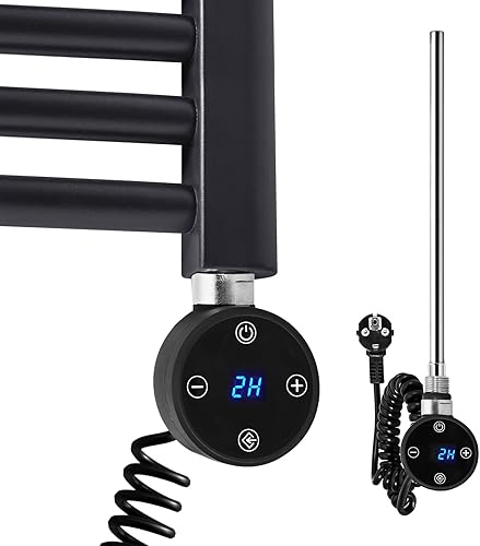 S'AFIELINA Heizstäbe 900W mit digitalem Thermostat für Badheizkörper, Heizelement aus rostfreiem Stahl Elektrischer Tauchsieder Heizkörper-Handtuchtrockner Schwarz - Cheap-Us