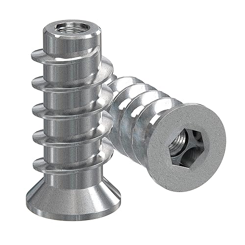 20 Stück Einschraubmutter mit Innensechskant M6x24 mit Abdeckrand – Stahl verzinkt, rostfrei – Einschraubmuffe, Gewindemuffe, Gewindeeinsatz, Gewindebuchse, Gewindeeinsatz für Holz - Cheap-Us