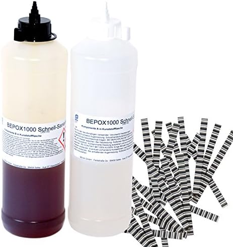 Schnellreparaturharz BEPOX1000 + 30 Stk. Estrichklammern, Gießharz, Sanierharz, Rissharz, 600 ml - Cheap-Us