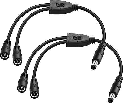 PNGKNYOCN DC 5.5x2.5mm 1 männlich zu 2 weiblich Stromversorgungssplitterkabel 30CM, Y-Splitter-Adapterkabel, für CCTV-Kameras DVR, LED-Lichtstreifen (2-Pack) - Cheap-Us