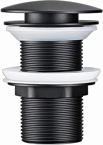 Universal Waschbecken Ablaufgarnitur Ohne überlauf Abflussgarnitur Pop Up Ventil Waschtisch abfluss ventil Click Clack Schwarz Messing & Edelstahl,(Überlauf) - Cheap-Us