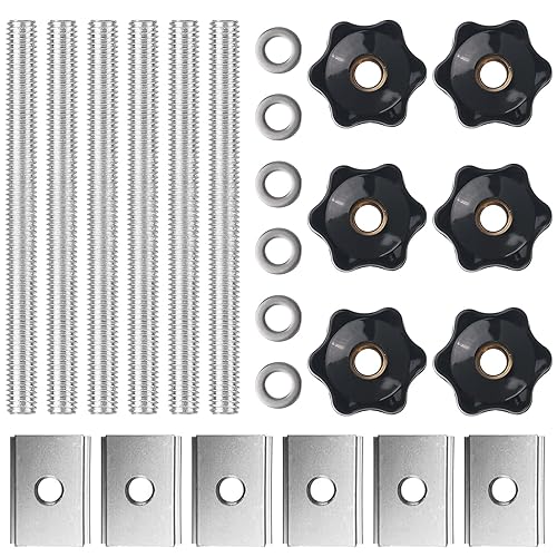 Kayqbonke 24 Stück T-Schiene Gleitmuttern, Nutensteine M8 T-Nut Muttern Kit Mit T-Schraube und Klemmknopf M8 Kunststoffgriff, Schiebemuttern für Holzbearbeitung Werkzeug, Türgriffe, Maschinenindustrie - Cheap-Us