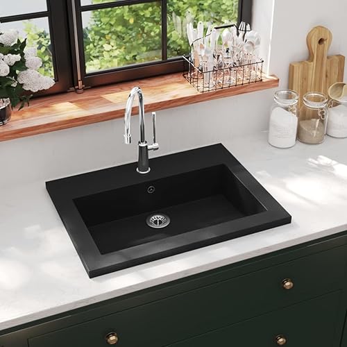 vidaXL Granitbecken Grau Waschbecken Handwaschbecken Waschtisch Aufsatzbecken - Cheap-Us