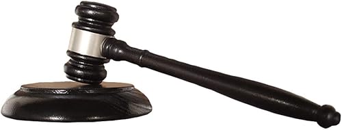 Tiberham Holzhammer und Klangblock-Set, handgefertigt, Holzhammer mit rundem Block, für Richter, Anwälte, Studenten, Auktionen, dunkel - Cheap-Us