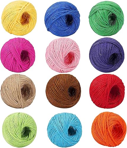 12 Stück Natürliche Schnur, Bunte Jutefaserschnur, Natürliche Juteseil Kordel Set, Bastelschnur, Wird zum Aufhängen von Fotos, Geschenken, DIY-Handwerksdekorationen Verwendet(12 Farben) - Cheap-Us