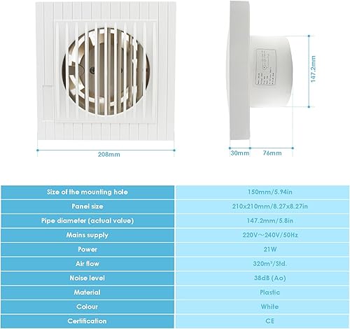 Randaco Badlüfter 100mm｜Bad Lüfter Abluftventilator Decken und Wandmontage｜Leiser Betrieb｜Badezimmerlüfter für Küche, Bad und Keller｜inkl Schrauben und Dübel｜Weiß - Cheap-Us