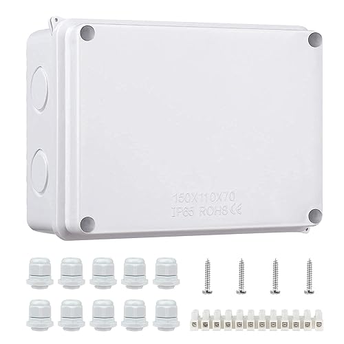 AoyfuwellAbzweigdose Wasserdicht IP65, Abzweigkasten Aufputz, Verteilerkasten Außen, Elektrische Projektboxen, ABS Kabelanschlussdose für elektrische Anschlussdose Steuerung - 150 * 110 * 70 mm - Cheap-Us