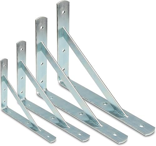 Schwerlastträger Winkel Schwerlastkonsole REGALTRÄGER mit SCHRAUBEN & DÜBEL | 275 x 400 mm | Weiss | Schwerlastkonsole Regalwinkel Regalhalter Winkelträger für Wandmontage von PRIOstahl (10 Stück) - Cheap-Us