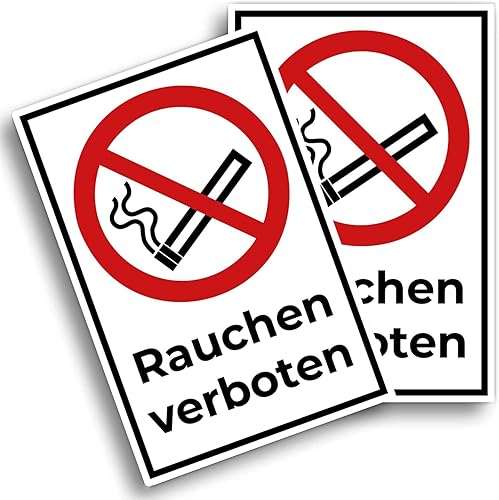 2 Stück (30 x 20 cm) - Rauchen verboten schild - rauchverbot schild - stabil aus PVC Hartschaum Platte - 3 mm stark - mit UV-Schutz und witterungsbeständig - Cheap-Us