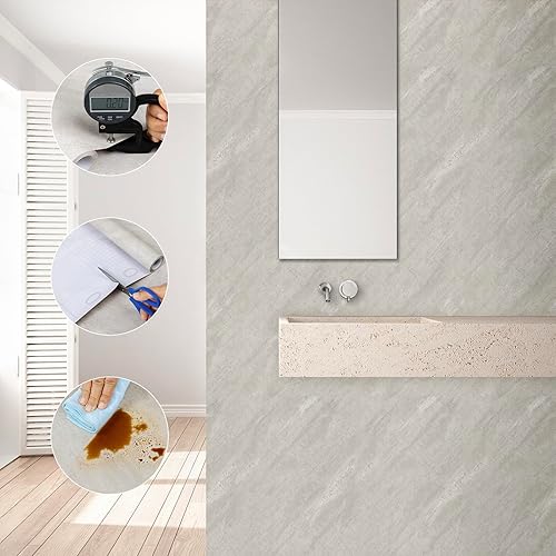 Hode Klebefolie Möbel Grau 40x300cm Möbelfolie Betonoptik Selbstklebende Folie für Möbel Küche Fensterbank Schrank Dunkelgrau Wasserdicht Tapete - Cheap-Us