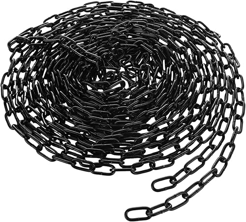 WOPPLXY Kette Schwarz, 10m 3mm Ketten Langgliedrig Lastlager Kette, Sicherheitskette zum Aufhängen von Zäunen, Schaukelkette, Kette Hängesessel, Lampenkette, Garagentore - Cheap-Us