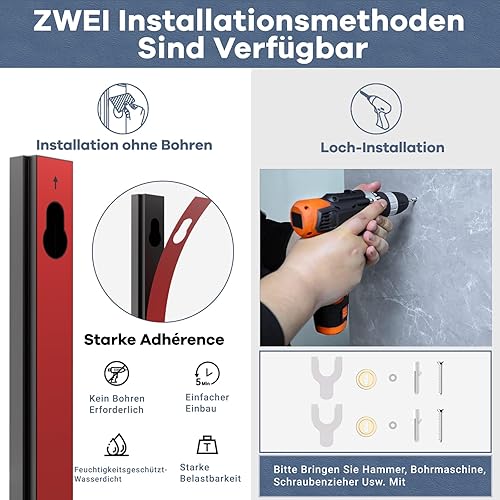 DETBOM Edelstahl Duschstange 90cm, Brausestange mit Duschkopfhalterung 360°Drehbar und Verstellbar, Duschstange mit Variable Wandbefestigungen für Variabel, Anpassung an Bestehende Bohrlöcher, Chrom - Cheap-Us