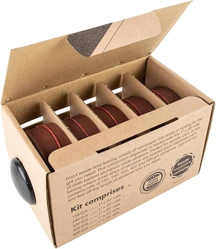 O'SKOOL Schleifpapier, 5 Rollen Schleifgitter 180, 240, 320, 400, 600 Turners Mesh Schleifmittelrolle mit Spender - Cheap-Us