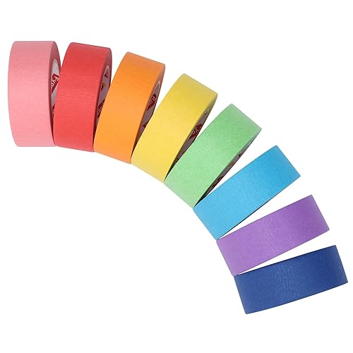 Fyguard 8 Rolle Kreppband Bunt, 23mm x 13m Maler Klebeband Regenbogenfarbenes Dekoband Malerkrepp Papier für Kinder Studenten DIY Scrapbooking Handwerk - Cheap-Us