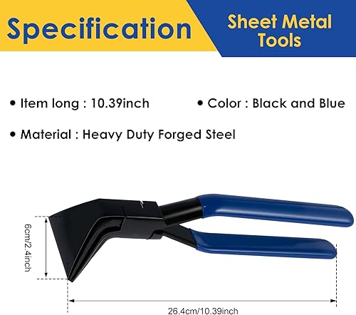 Falzzange 45° Blechzange Falzen 60 mm Abkantzange mit Rutschfestem Griff zum Blechkanten Biegen Oder Begradigen (Blau) - Cheap-Us