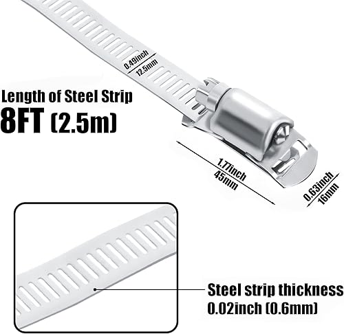 5M Schlauchschellen Endlos 304 Edelstahl Einstellbare Schlauchklemmen Riemen Schlauchclips mit Schraube Klemme 12 Stück für Wasser Rohr/Tank/Gas Rohr/Kühler/Automobil Tubing - Cheap-Us