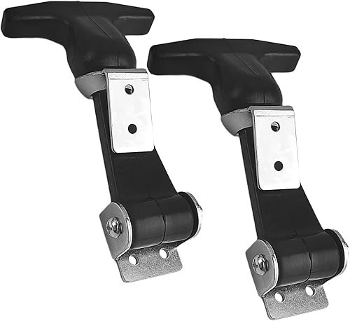 2er-Pack Haubenhalter Gummi, Elastische Stoßdämpfung, Spannverschluss Edelstahl, Flexible T-Griff-Schnalle,Geeignet für Werkzeugkästen, Trolleys, Fahrzeugmotoren (Schwarz) - Cheap-Us