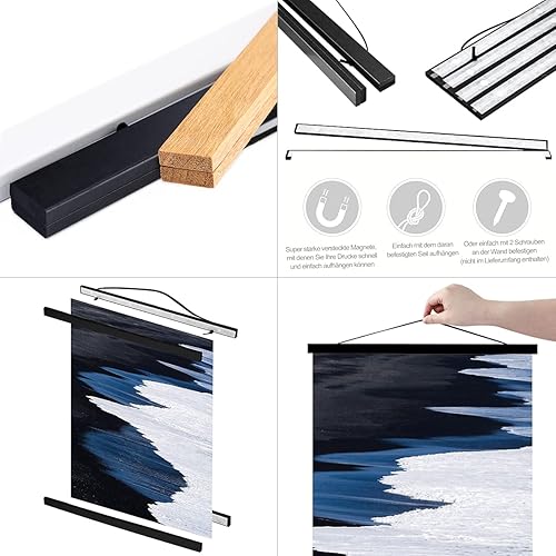 Sanauto A1 Posterleiste Posterschiene Posterleisten 61CM, Magnet Magnetische Holz Poster Aufhänger Halter Rahmen Leisten Bilder Bild Bilderleiste Bilderrahmen 60x90 61x91.5 60x40 (61cm, Teak) - Cheap-Us